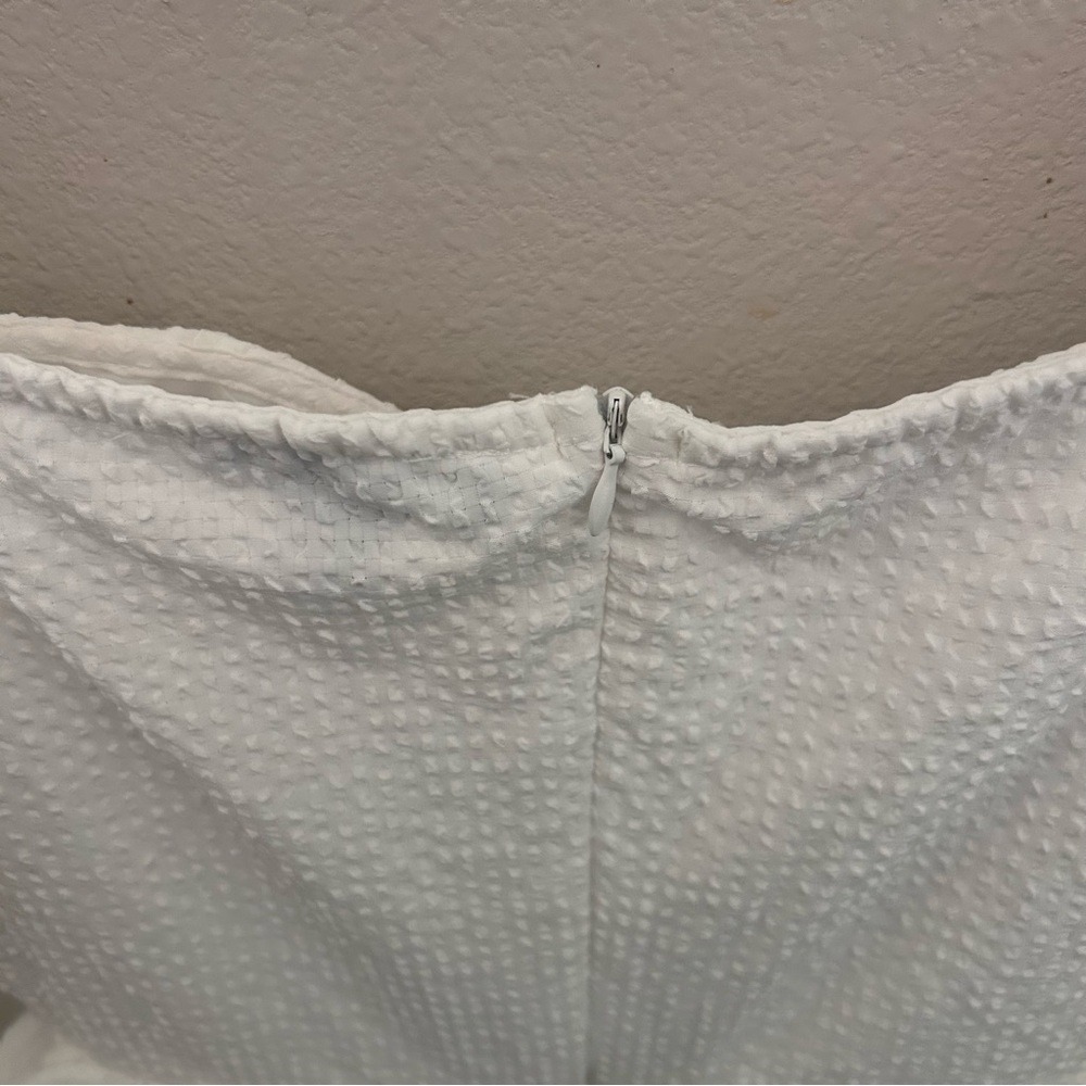 PrettyLittleThing Mini Dress Size 4‎ White Tiered Ruffle Puff Sleeve Corset - Picture 14 of 15